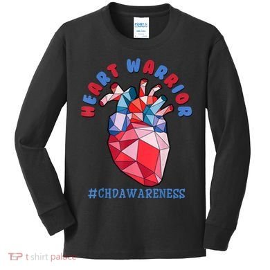Heart Warrior CHD Congenital Heart Defect Awareness Kids Long Sleeve Shirt