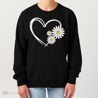 Heart With Daisy Flowers Daisies With Heart Outline Women's Sweatshirt thumb 0
