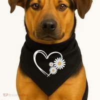 Heart With Daisy Flowers Daisies With Heart Outline USA-Made Doggie Bandana thumb 1