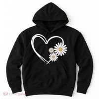 Heart With Daisy Flowers Daisies With Heart Outline Hoodie thumb 0