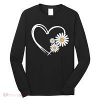 Heart With Daisy Flowers Daisies With Heart Outline Long Sleeve Shirt thumb 0