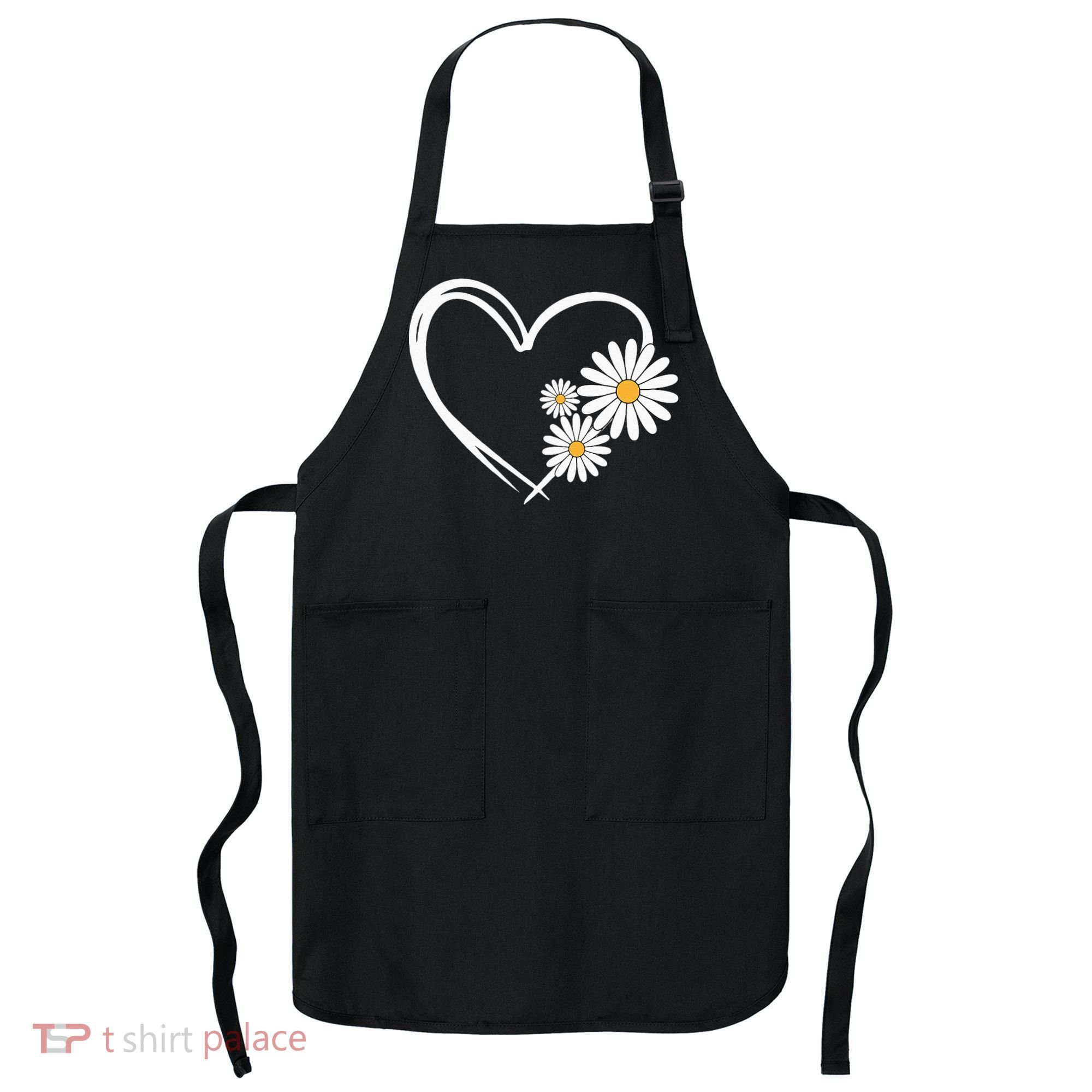 Heart With Daisy Flowers Daisies With Heart Outline Apron