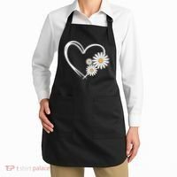 Heart With Daisy Flowers Daisies With Heart Outline Apron thumb 2