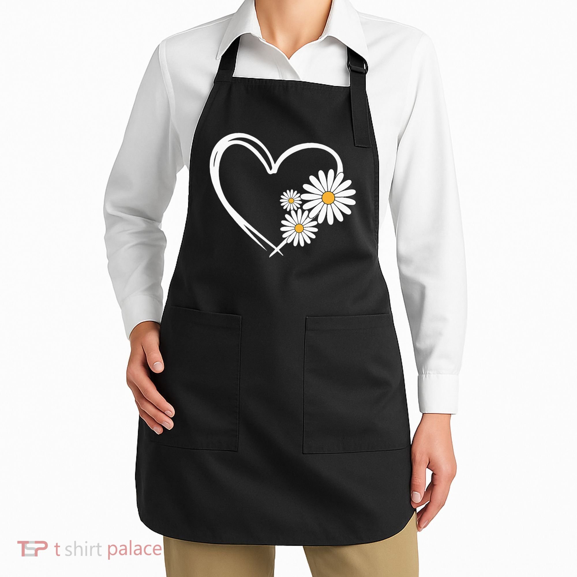 Heart With Daisy Flowers Daisies With Heart Outline Apron