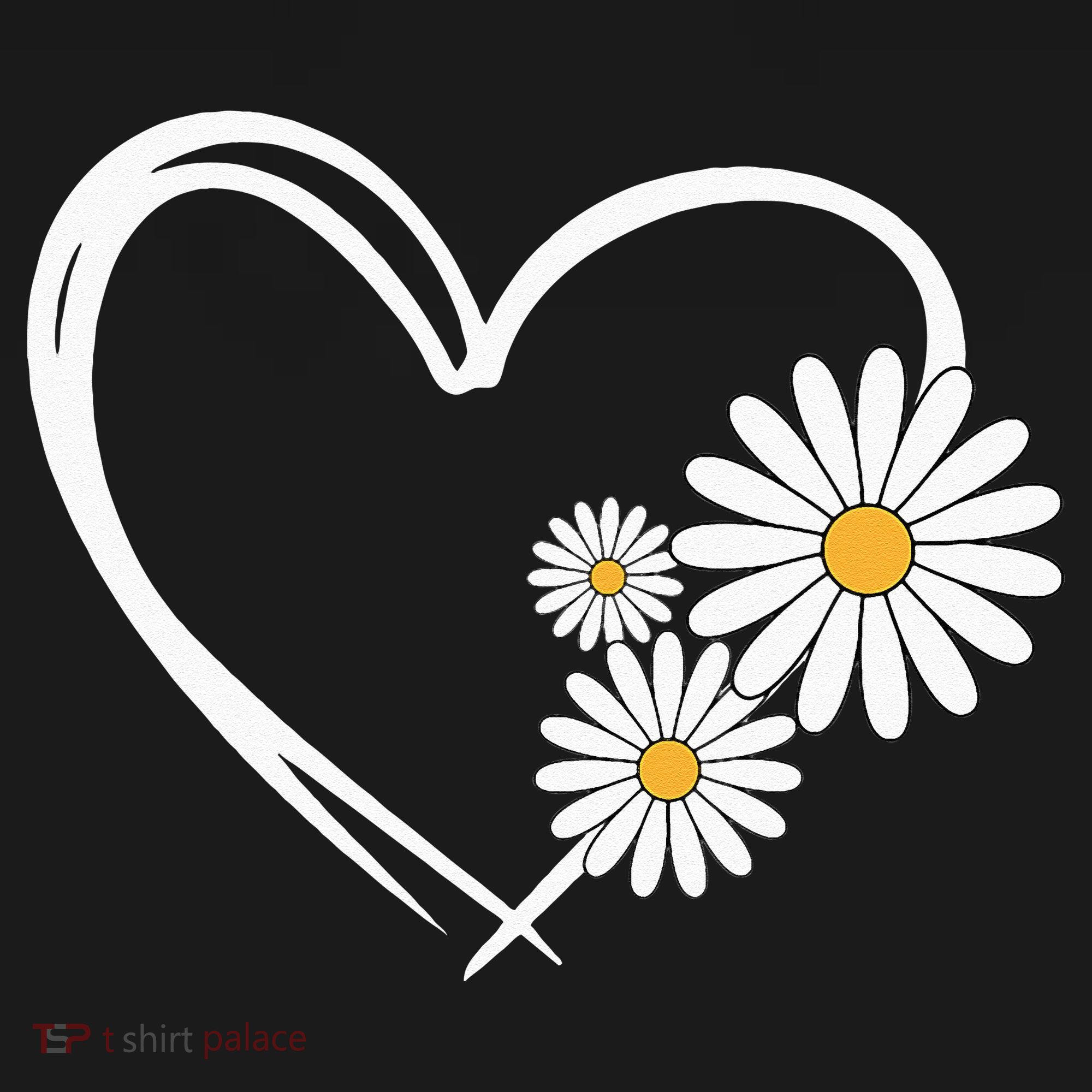 Heart With Daisy Flowers Daisies With Heart Outline Sweatshirt