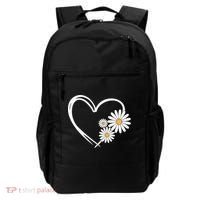 Heart With Daisy Flowers Daisies With Heart Outline Backpack thumb 0