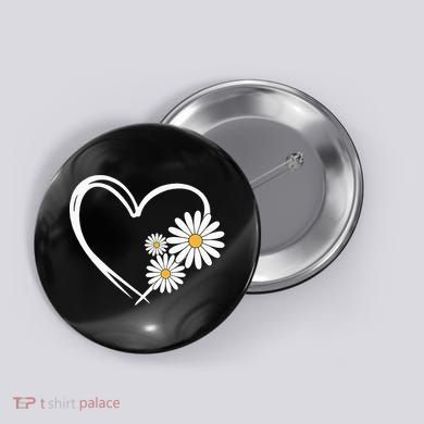 Heart With Daisy Flowers Daisies With Heart Outline Button