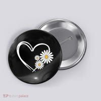 Heart With Daisy Flowers Daisies With Heart Outline Button thumb 0
