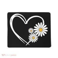Heart With Daisy Flowers Daisies With Heart Outline Mousepad thumb 0