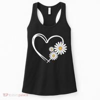 Heart With Daisy Flowers Daisies With Heart Outline Women's Tank Top thumb 0