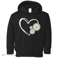 Heart With Daisy Flowers Daisies With Heart Outline Toddler Hoodie thumb 0