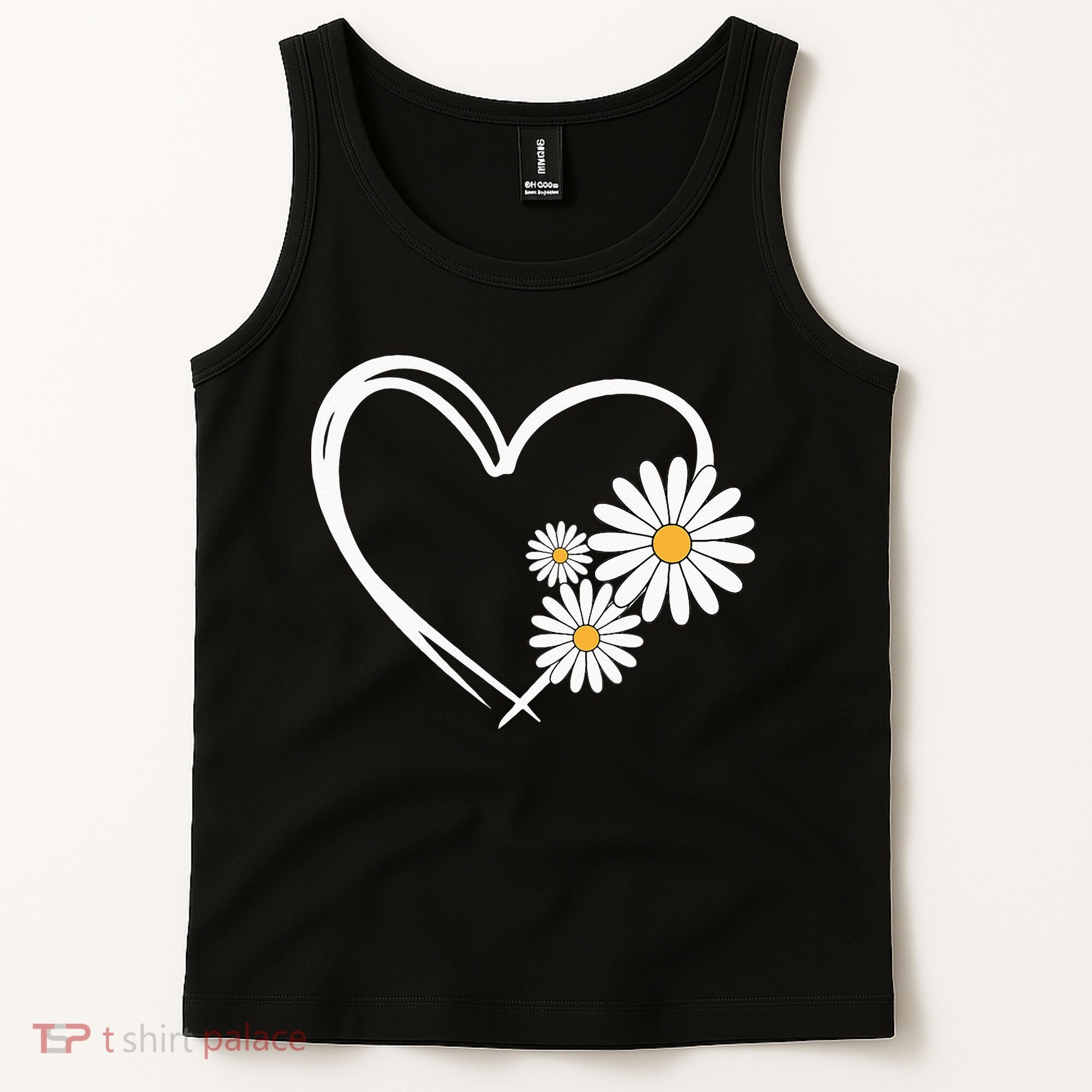 Heart With Daisy Flowers Daisies With Heart Outline Tank Top