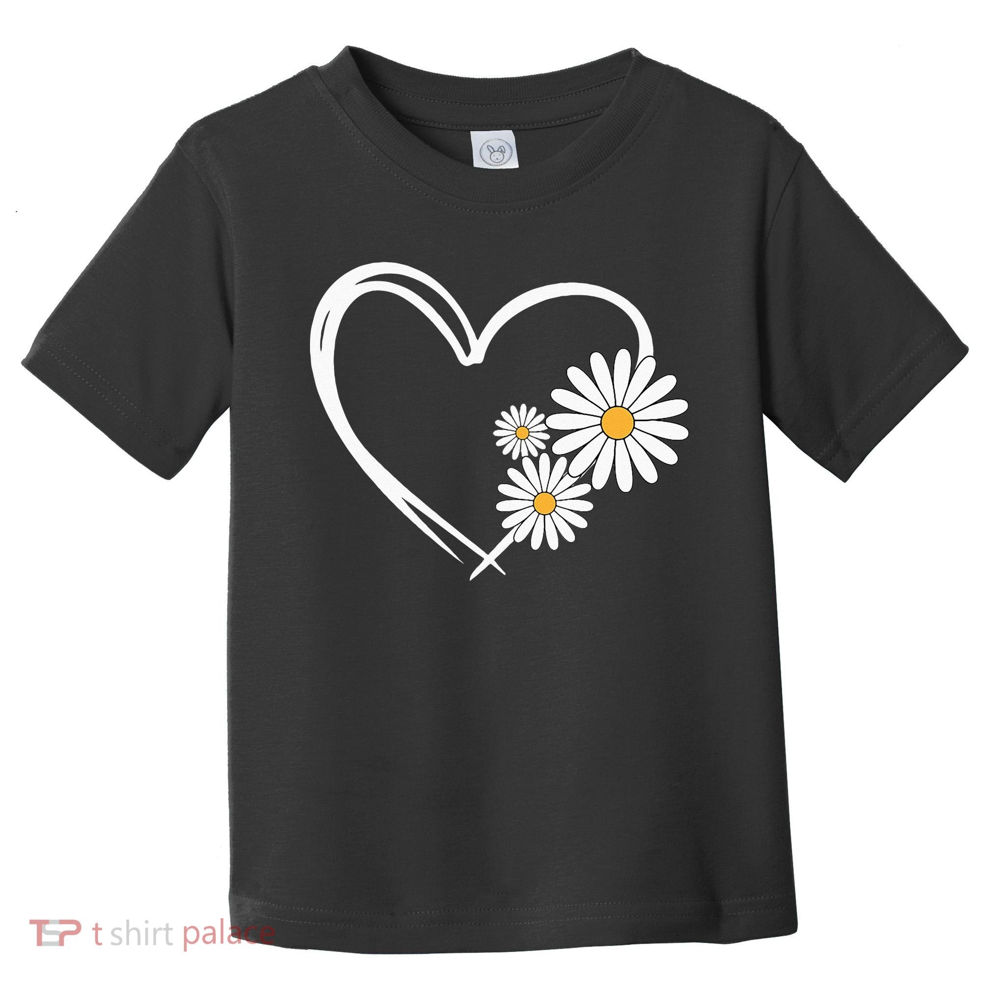 Heart With Daisy Flowers Daisies With Heart Outline Toddler T-Shirt