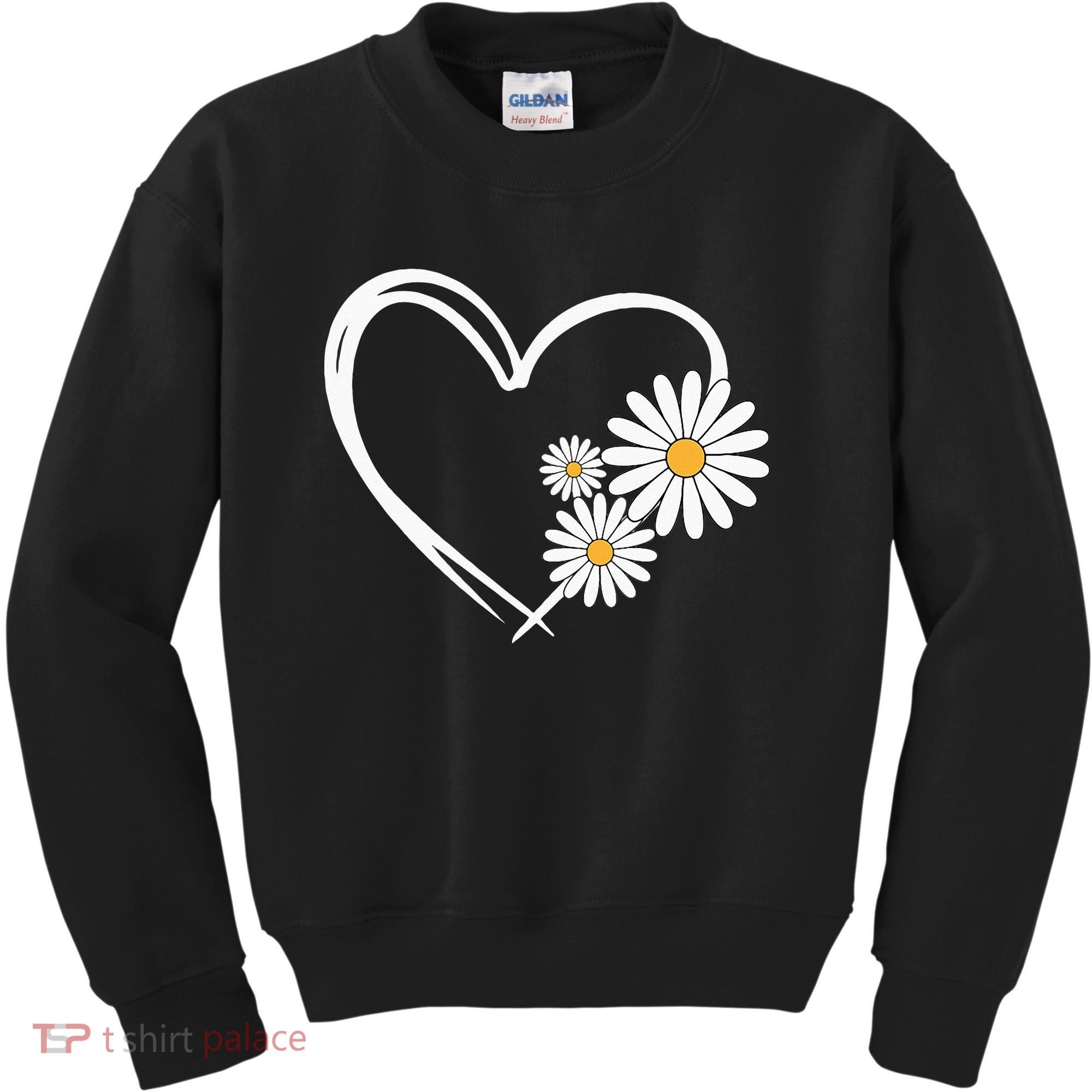 Heart With Daisy Flowers Daisies With Heart Outline Kids Sweatshirt