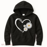 Heart With Daisy Flowers Daisies With Heart Outline Kids Hoodie thumb 0