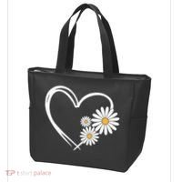 Heart With Daisy Flowers Daisies With Heart Outline Tote Bag thumb 3