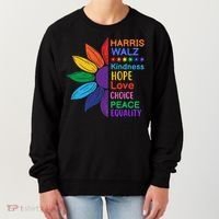 Harris Walz Diversity Rainbow Daisy Sunflower Vote Blue Women's Sweatshirt thumb 0