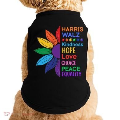 Harris Walz Diversity Rainbow Daisy Sunflower Vote Blue Doggie Tank