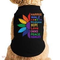 Harris Walz Diversity Rainbow Daisy Sunflower Vote Blue Doggie Tank thumb 0