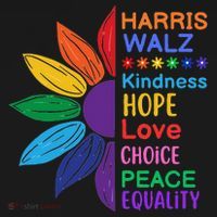 Harris Walz Diversity Rainbow Daisy Sunflower Vote Blue Sweatshirt thumb 3