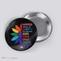 Harris Walz Diversity Rainbow Daisy Sunflower Vote Blue Button thumb 0