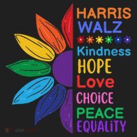 Harris Walz Diversity Rainbow Daisy Sunflower Vote Blue Beanie thumb 2