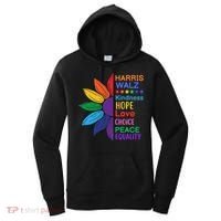 Harris Walz Diversity Rainbow Daisy Sunflower Vote Blue Women's Hoodie thumb 0