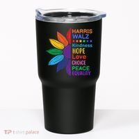 Harris Walz Diversity Rainbow Daisy Sunflower Vote Blue Tumbler thumb 0