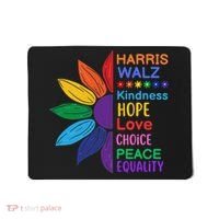 Harris Walz Diversity Rainbow Daisy Sunflower Vote Blue Mousepad thumb 0