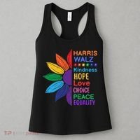 Harris Walz Diversity Rainbow Daisy Sunflower Vote Blue Women's Tank Top thumb 3