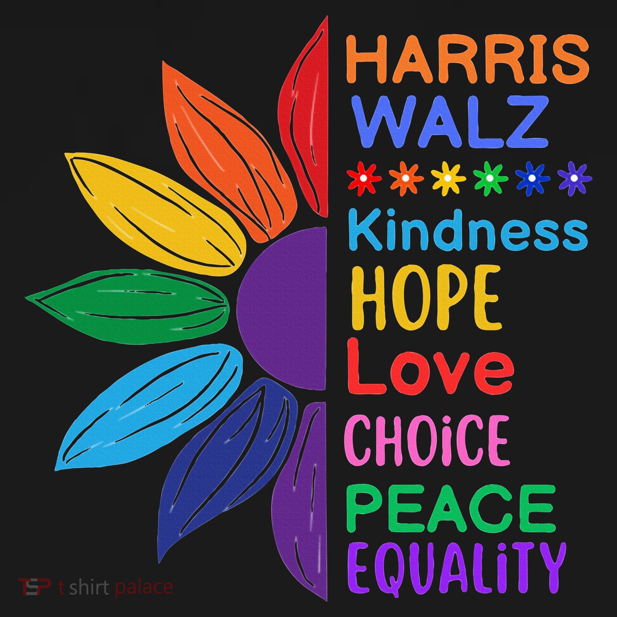 Harris Walz Diversity Rainbow Daisy Sunflower Vote Blue Women's Tank Top