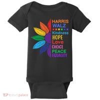 Harris Walz Diversity Rainbow Daisy Sunflower Vote Blue Baby Bodysuit thumb 0