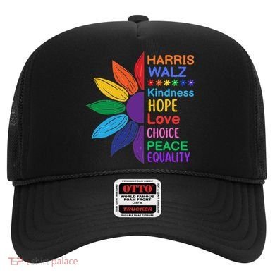 Harris Walz Diversity Rainbow Daisy Sunflower Vote Blue Hat