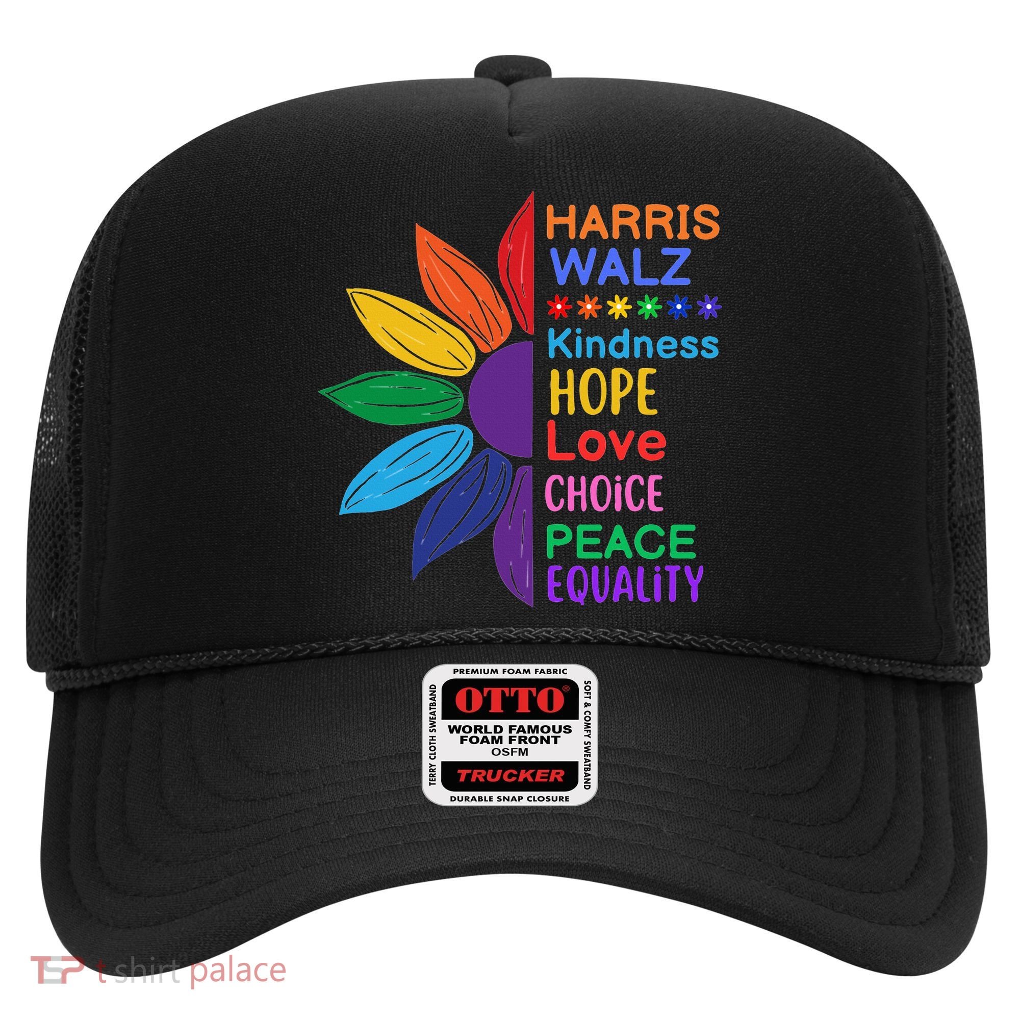 Harris Walz Diversity Rainbow Daisy Sunflower Vote Blue Hat