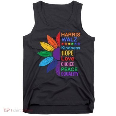 Harris Walz Diversity Rainbow Daisy Sunflower Vote Blue Tank Top