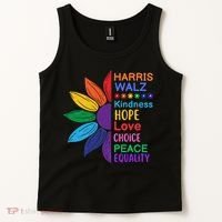 Harris Walz Diversity Rainbow Daisy Sunflower Vote Blue Tank Top thumb 2