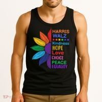 Harris Walz Diversity Rainbow Daisy Sunflower Vote Blue Tank Top thumb 3
