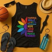 Harris Walz Diversity Rainbow Daisy Sunflower Vote Blue Tank Top thumb 4