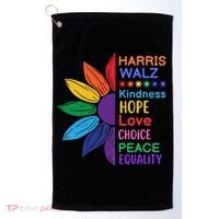 Harris Walz Diversity Rainbow Daisy Sunflower Vote Blue Golf Towel thumb 0