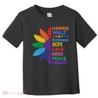 Harris Walz Diversity Rainbow Daisy Sunflower Vote Blue Toddler T-Shirt thumb 0