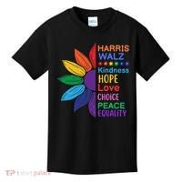 Harris Walz Diversity Rainbow Daisy Sunflower Vote Blue Kids T-Shirt thumb 0