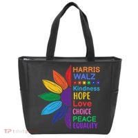 Harris Walz Diversity Rainbow Daisy Sunflower Vote Blue Tote Bag thumb 0