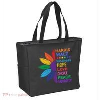 Harris Walz Diversity Rainbow Daisy Sunflower Vote Blue Tote Bag thumb 2