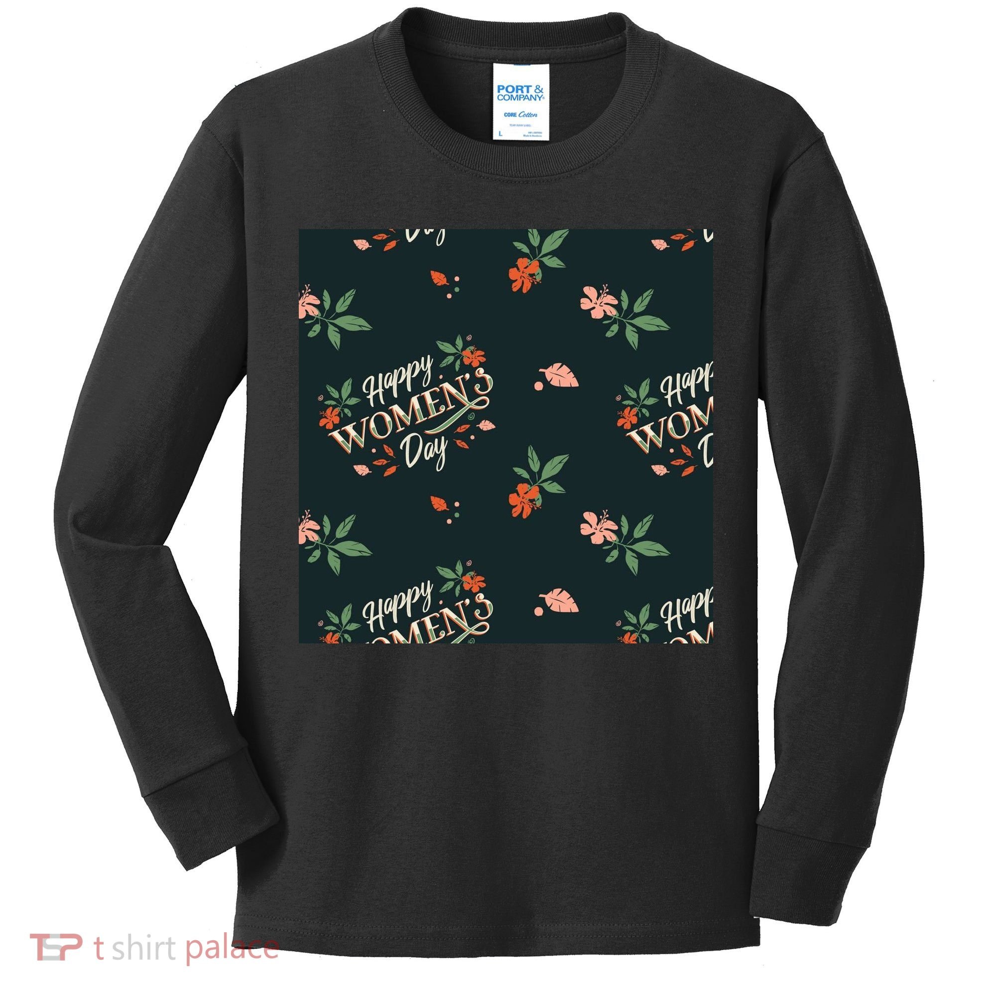 Happy Women's Day Floral Cute Gift Kids Long Sleeve Shirt