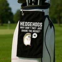 Hedgehogs Why Don't They Just Share The Hedge? Funny Hedgehog Golf Towel thumb 2