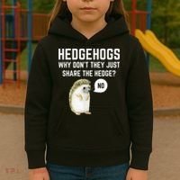 Hedgehogs Why Don't They Just Share The Hedge? Funny Hedgehog Kids Hoodie thumb 3