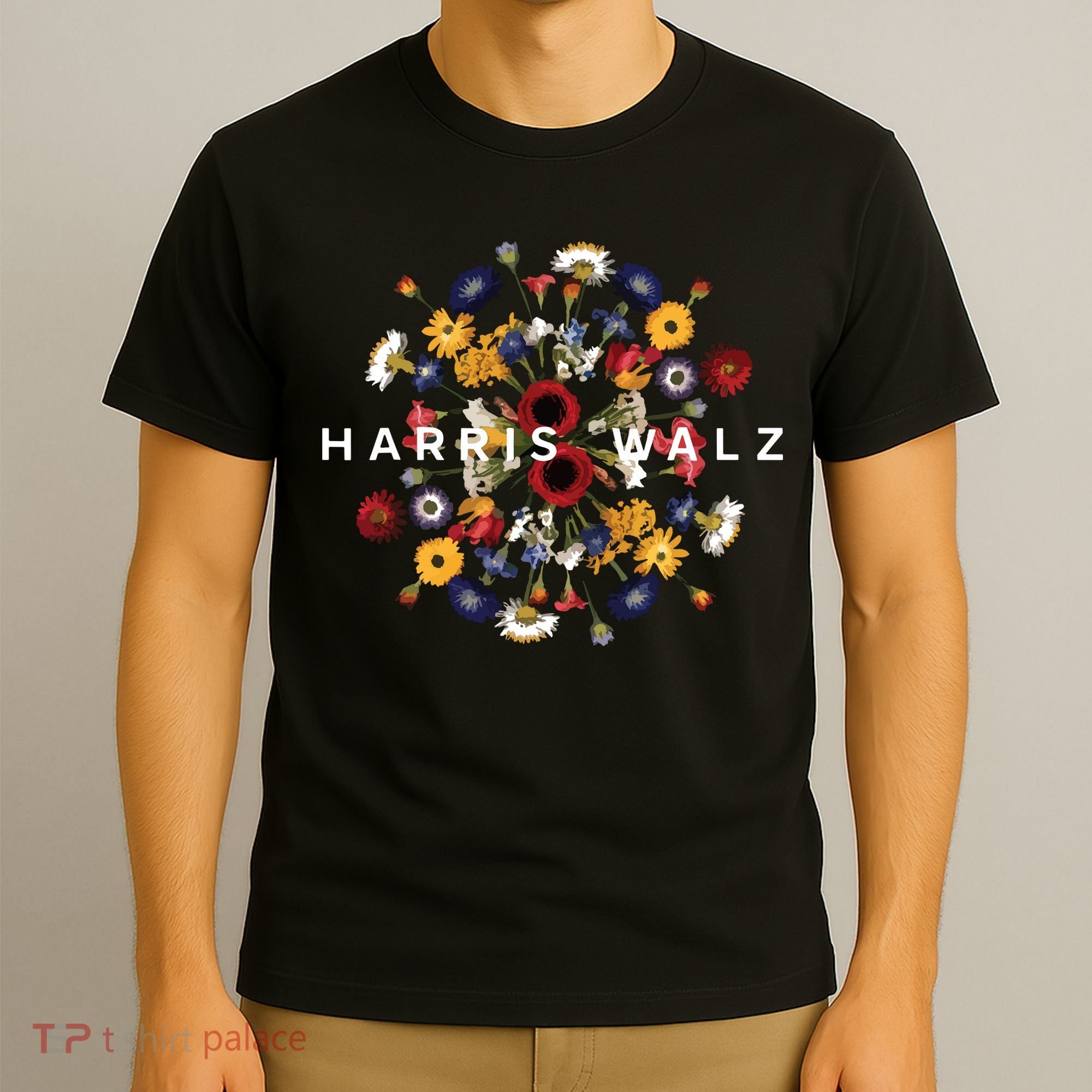 Harris Walz Flower Mandala Central Bloom T-Shirt