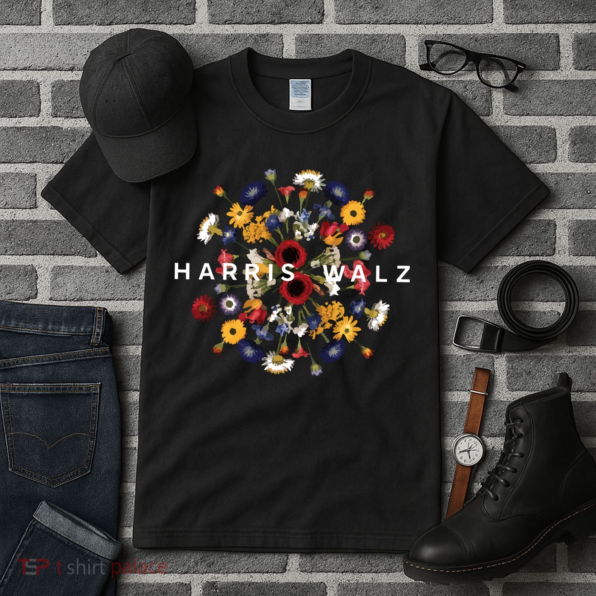 Harris Walz Flower Mandala Central Bloom Tall T-Shirt