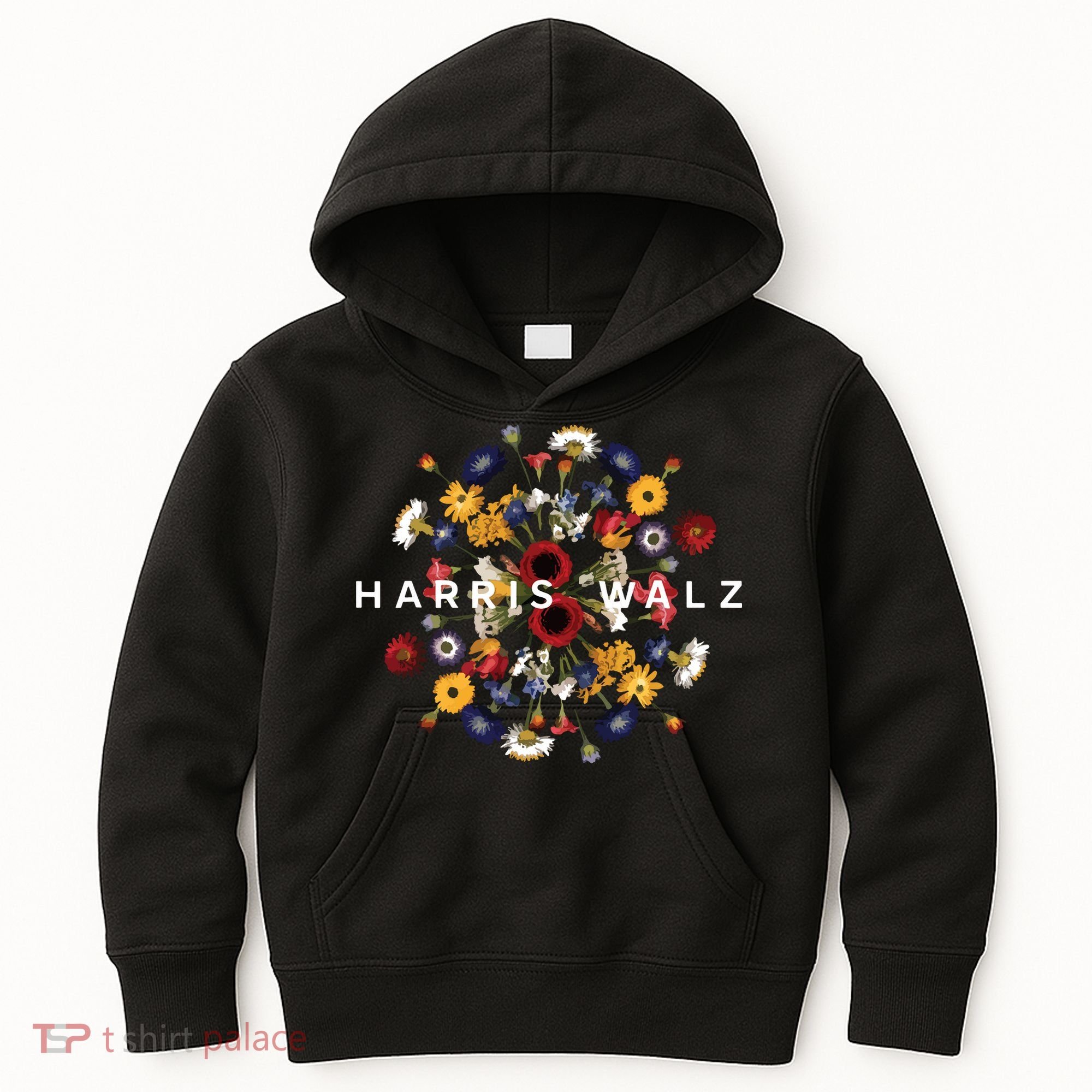 Harris Walz Flower Mandala Central Bloom Kids Hoodie