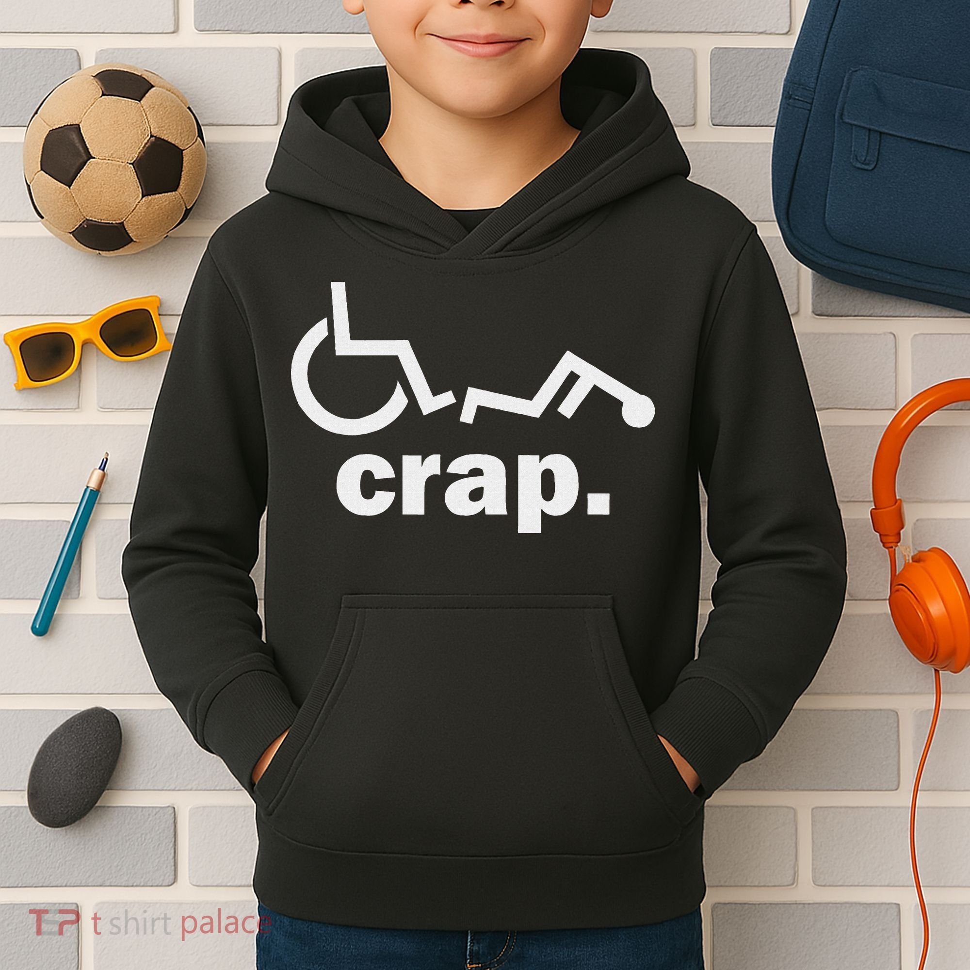 Handicap Wheelchair Funny Wheelchair Fall Kids Hoodie